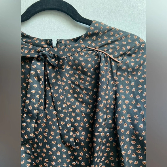 Topshop leaf mural long sleeve neck tie romper  Sz 4 - Picture 6 of 12